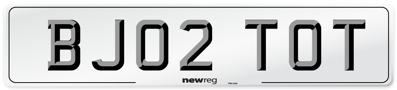 BJ02 TOT Number Plate from New Reg